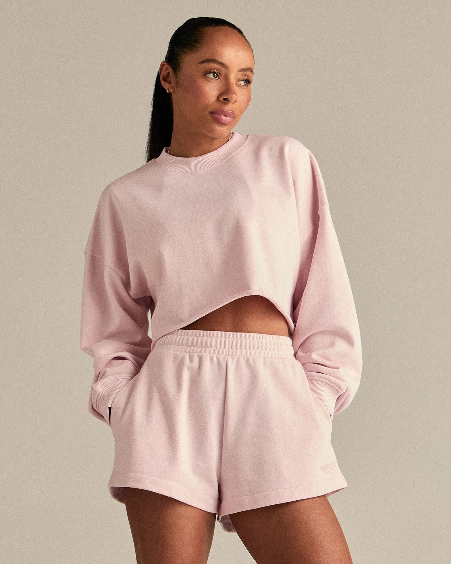 Comfort Lightweight Cropped Sweat | Ballet Pink