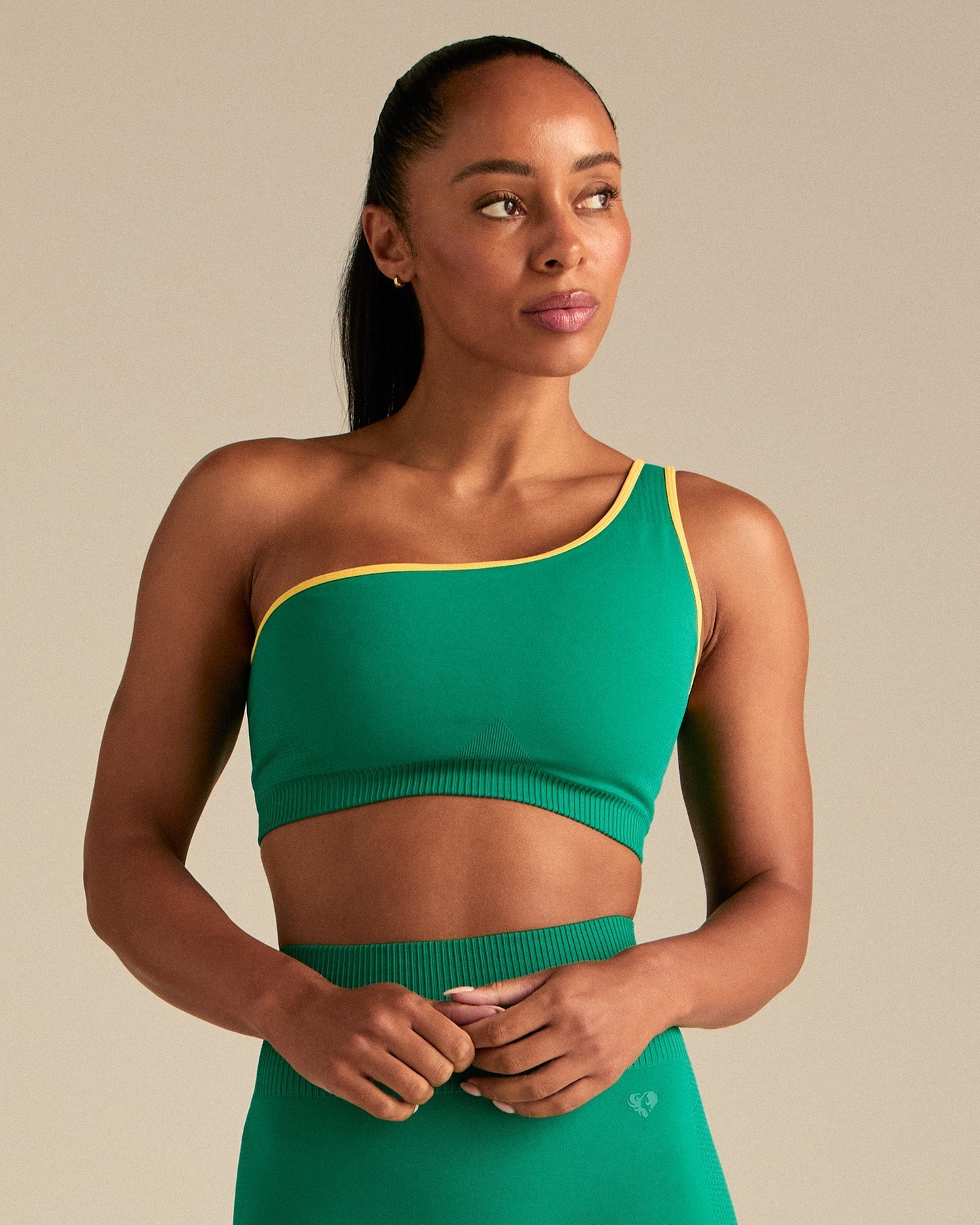Power Seamless One Shoulder Bra | Amazonia Green