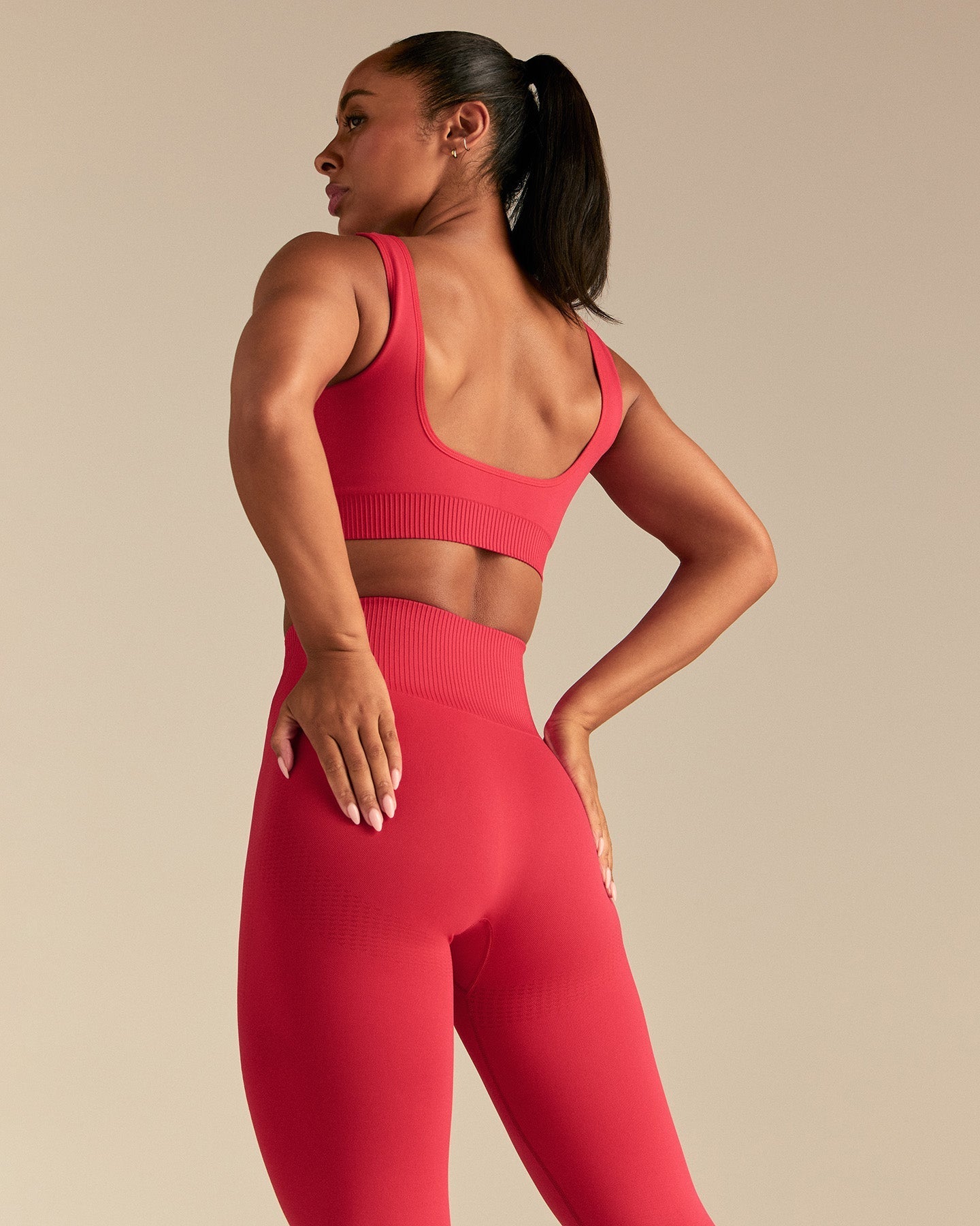 Power Seamless Open Back Mini Bra | Spicy Red